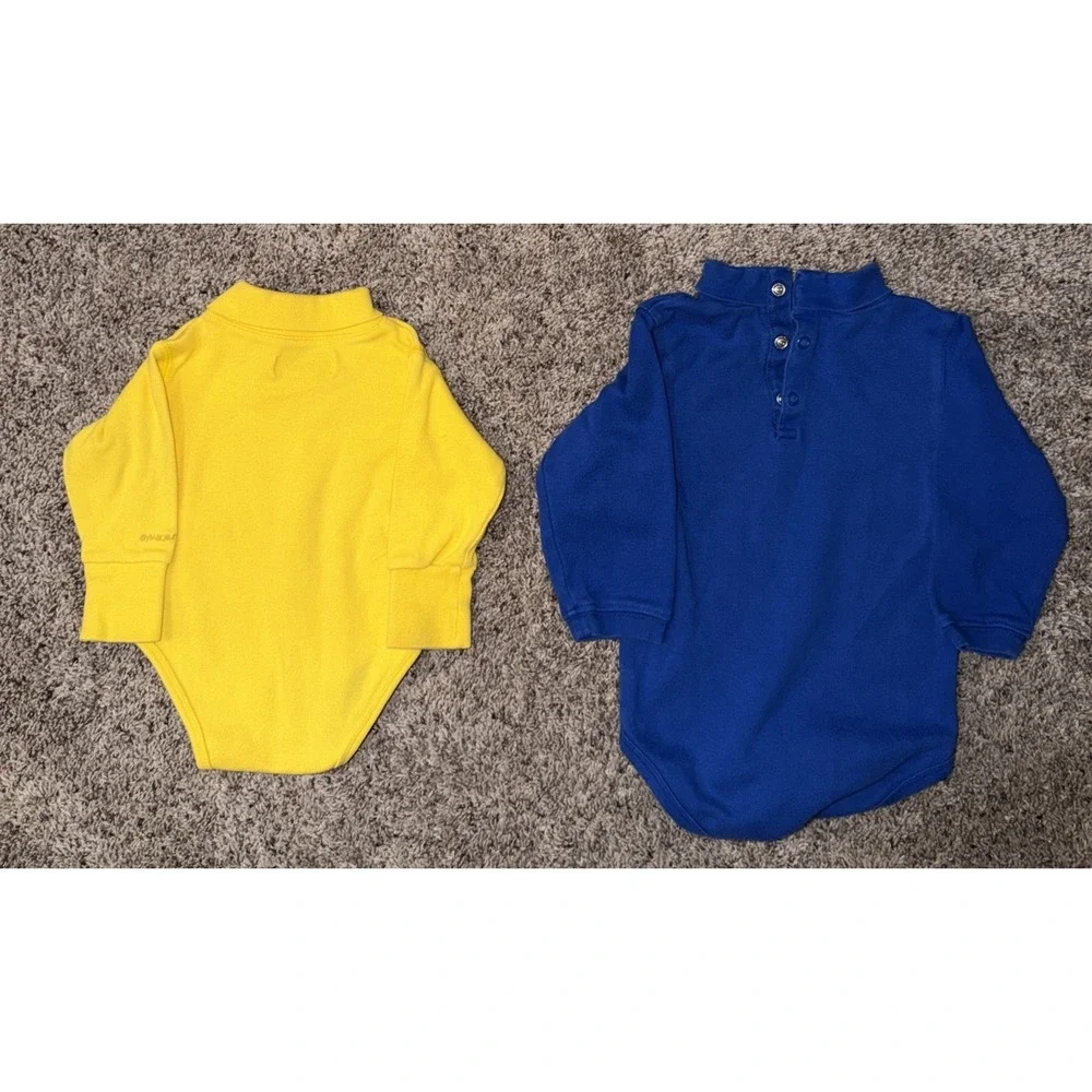 VTG Gymboree Yellow/Blue Long Sleeve Turtleneck Bodysuits Newborn‎ & 24M Kidcore
